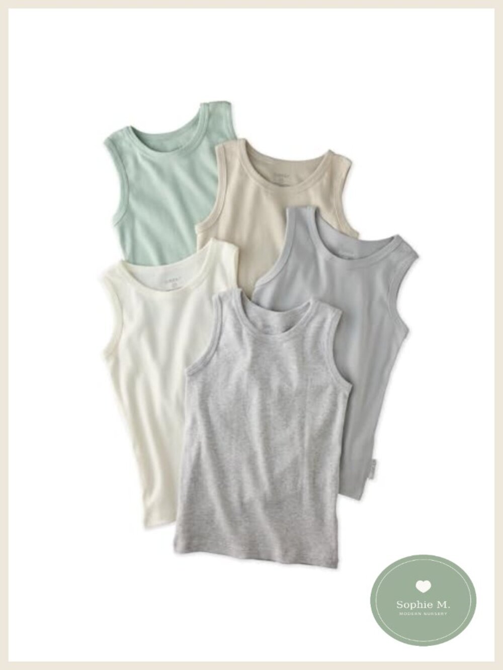 5-Pack Toddler Tank Tops 100% Organic Cotton Sleeveless Shirts